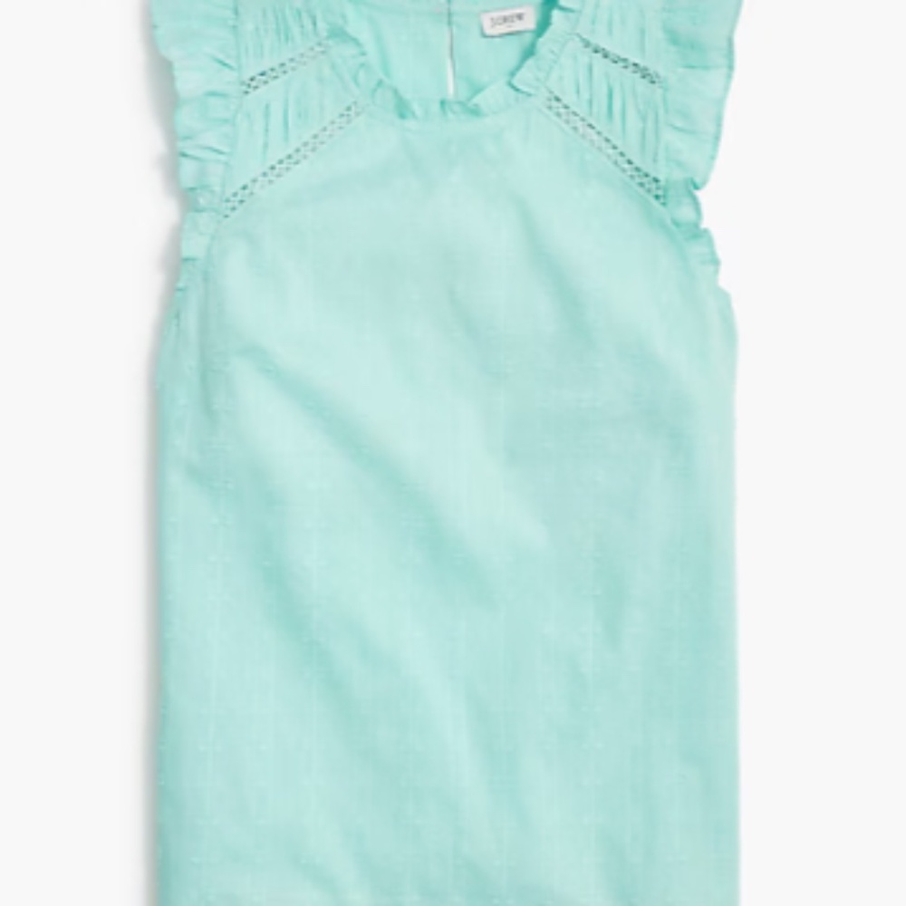 J Crew Factory scenic Aqua Flutter-sleeve cotton clip top